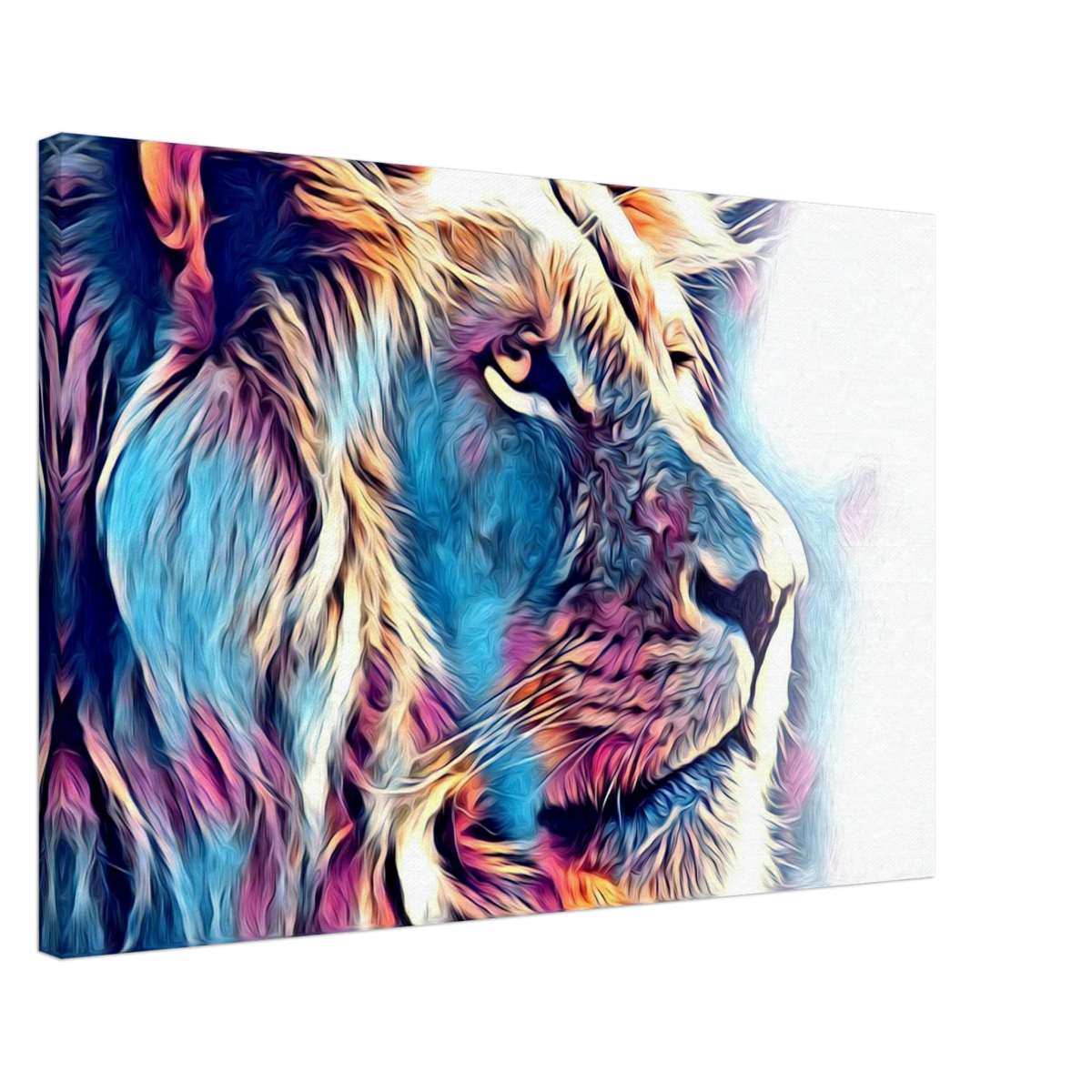 Chromatic King – Vibrant Abstract Lion Wall Art Print - Canvas - 50x75 cm / 20x30″ -