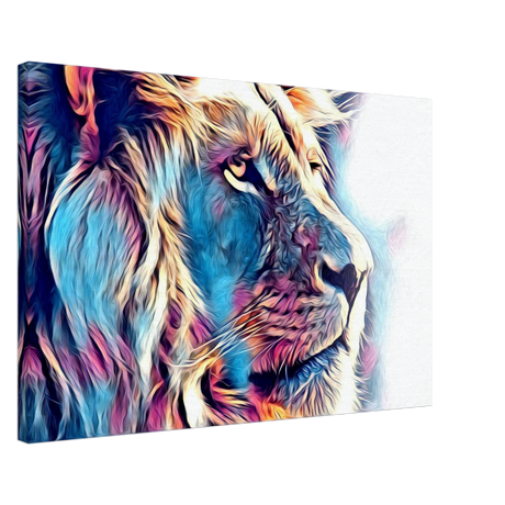 Chromatic King – Vibrant Abstract Lion Wall Art Print - Canvas - 50x75 cm / 20x30″ -