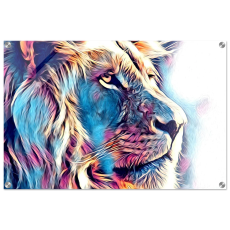 Chromatic King – Vibrant Abstract Lion Wall Art Print - Acrylic Print - 50x75 cm / 20x30″ -