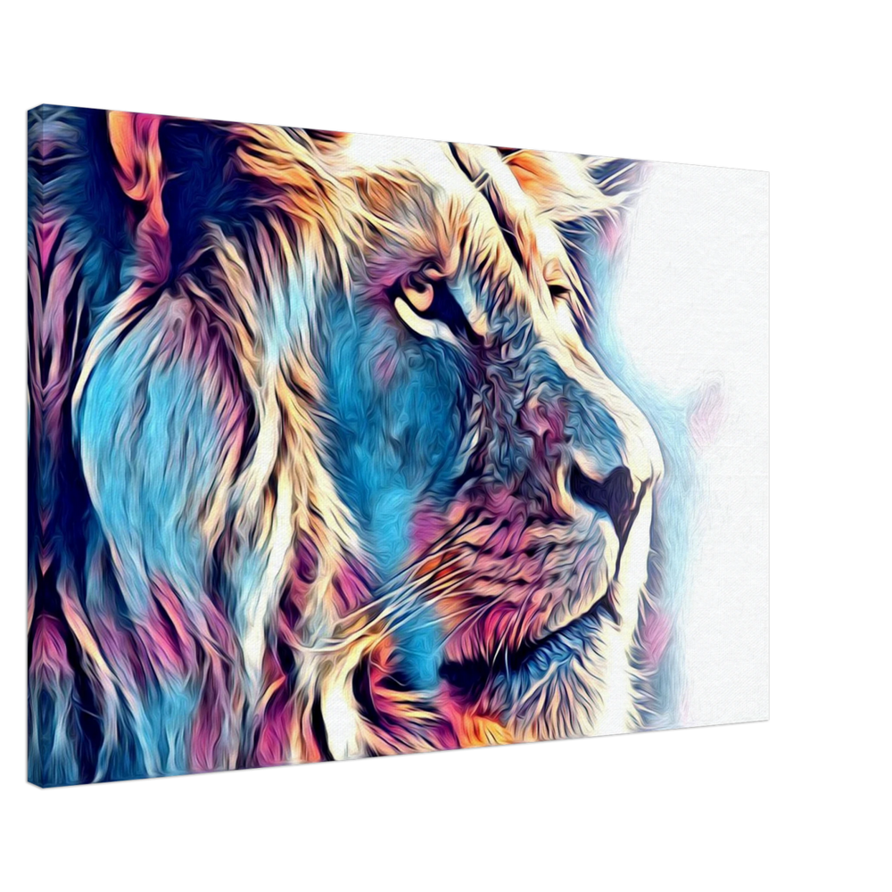 Chromatic King – Vibrant Abstract Lion Wall Art Print - Canvas - 60x90 cm / 24x36″ -