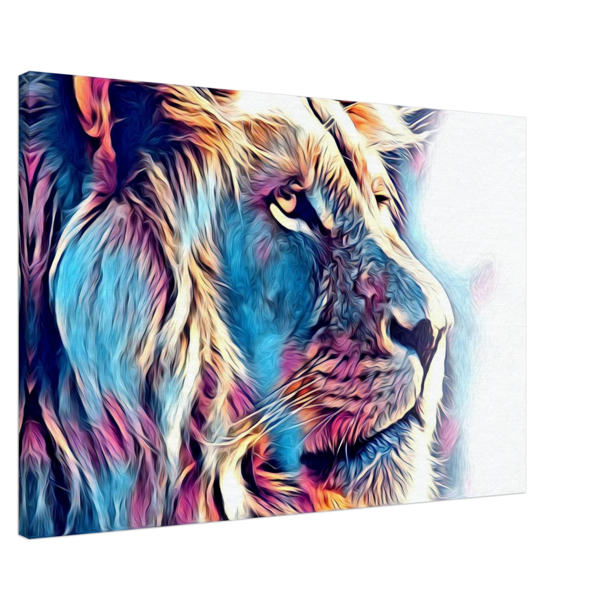 Chromatic King – Vibrant Abstract Lion Wall Art Print - Canvas - 60x90 cm / 24x36″ -