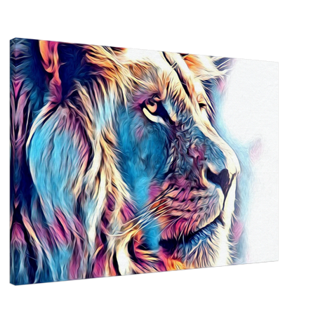 Chromatic King – Vibrant Abstract Lion Wall Art Print - Canvas - 60x90 cm / 24x36″ -