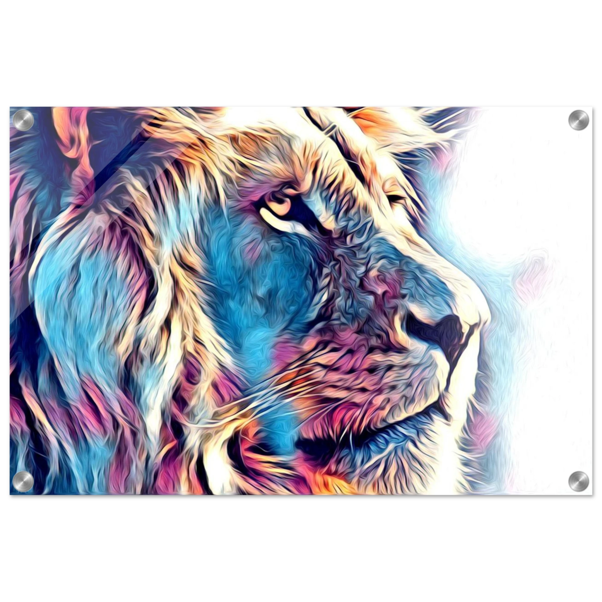 Chromatic King – Vibrant Abstract Lion Wall Art Print - Acrylic Print - 40x60 cm / 16x24″ -