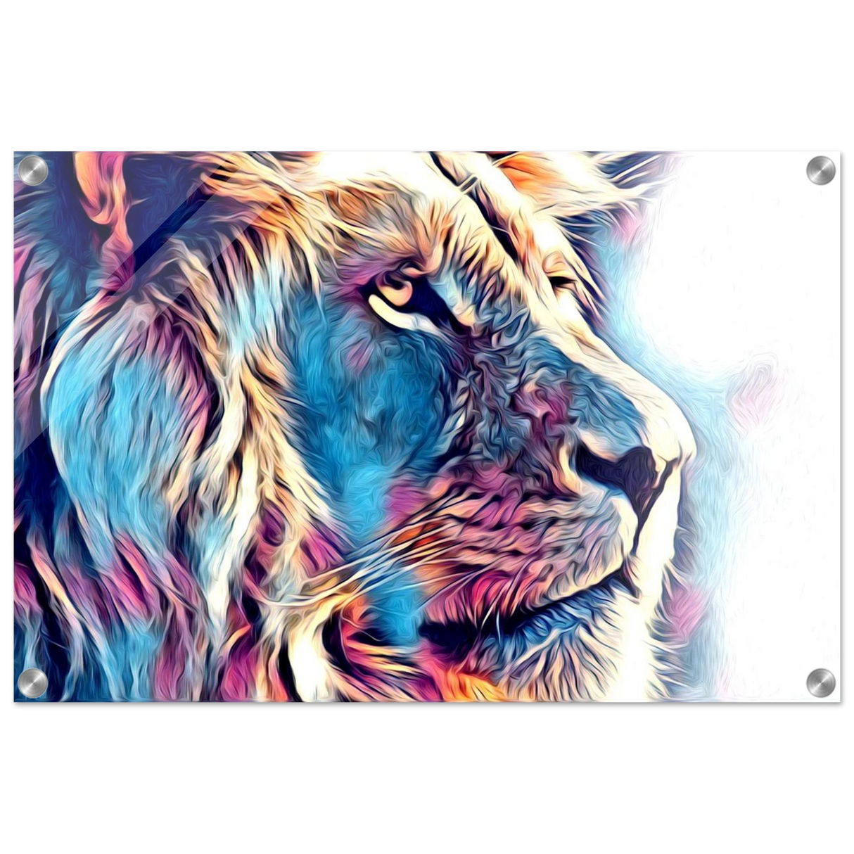 Chromatic King – Vibrant Abstract Lion Wall Art Print - Acrylic Print - 40x60 cm / 16x24″ -