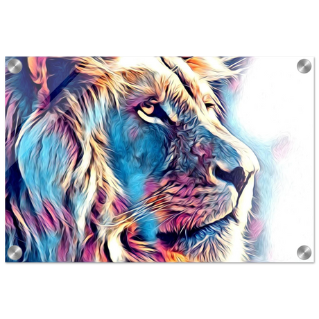 Chromatic King – Vibrant Abstract Lion Wall Art Print - Acrylic Print - 30x45 cm / 12x18″ -