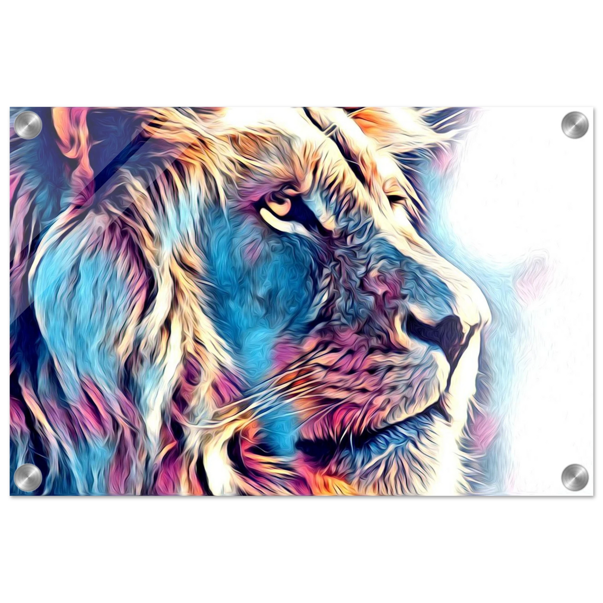 Chromatic King – Vibrant Abstract Lion Wall Art Print - Acrylic Print - 30x45 cm / 12x18″ -