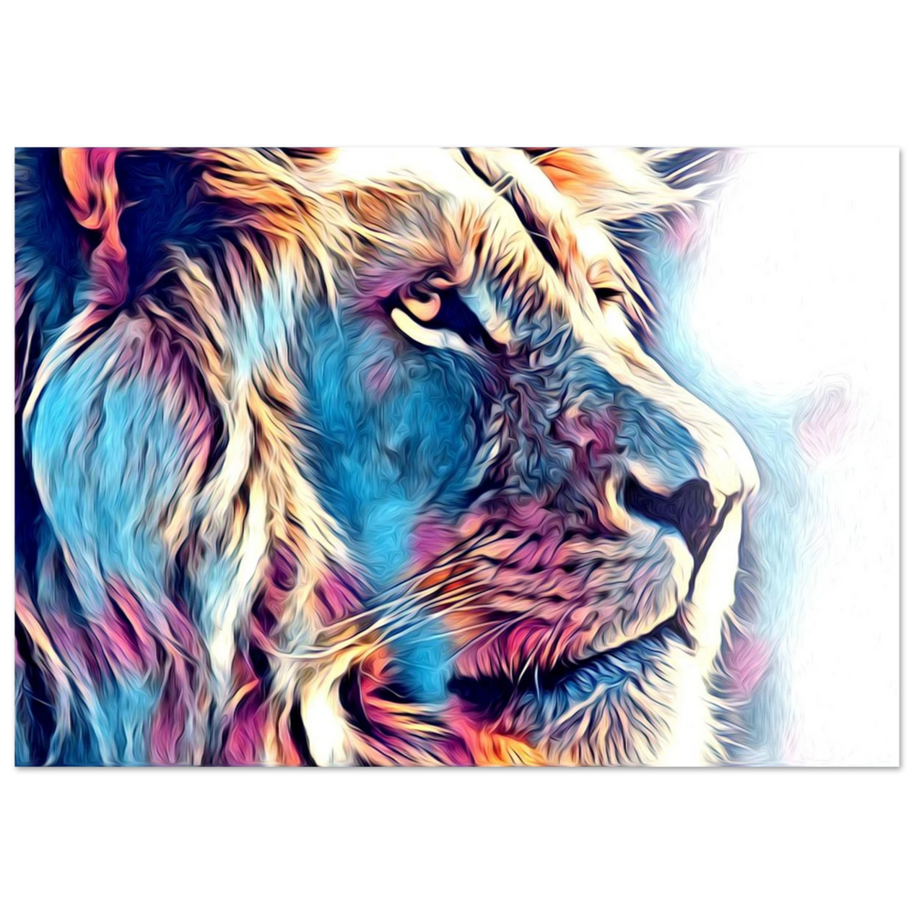 Chromatic King – Vibrant Abstract Lion Wall Art Print - Fine Art Poster - 70x100 cm / 28x40″ -