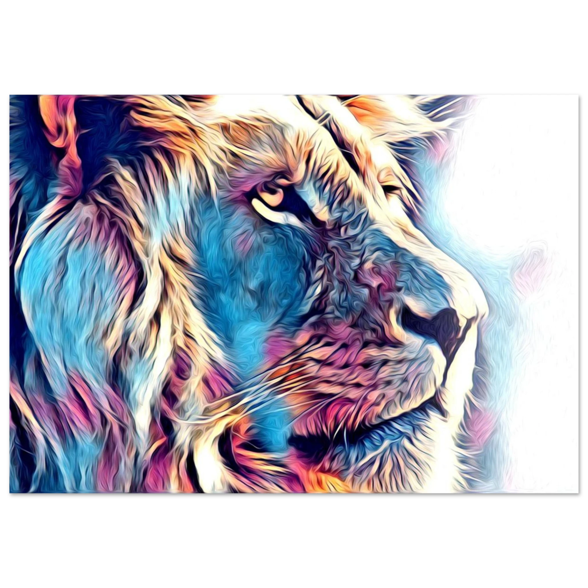 Chromatic King – Vibrant Abstract Lion Wall Art Print - Fine Art Poster - 70x100 cm / 28x40″ -