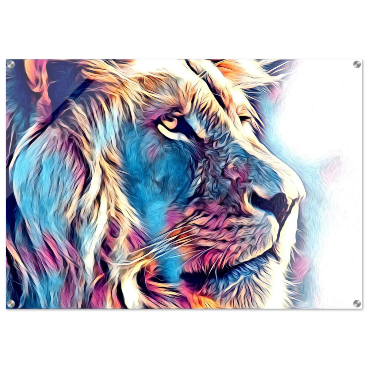 Chromatic King – Vibrant Abstract Lion Wall Art Print - Acrylic Print - 70x100 cm / 28x40″ -