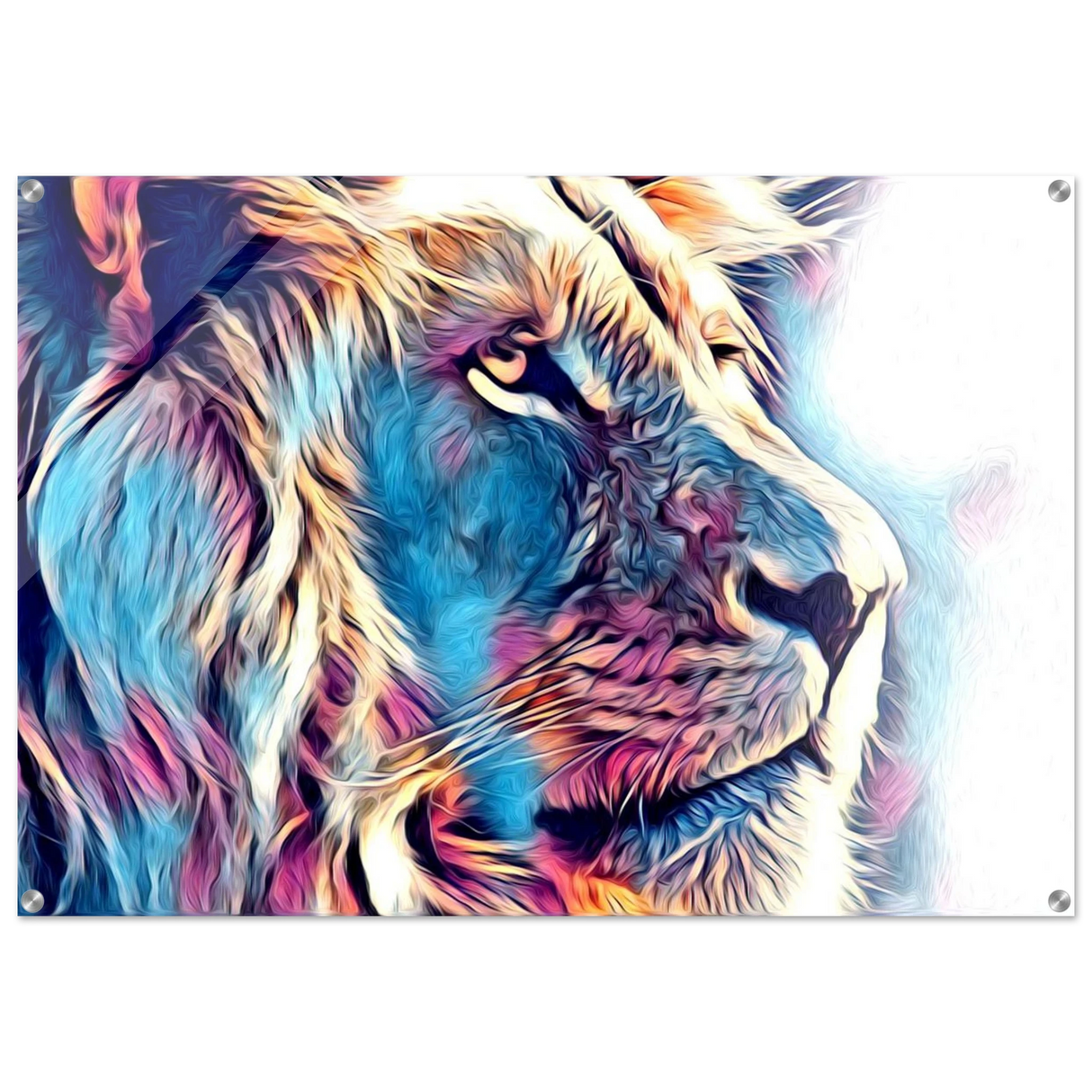Chromatic King – Vibrant Abstract Lion Wall Art Print - Acrylic Print - 70x100 cm / 28x40″ -
