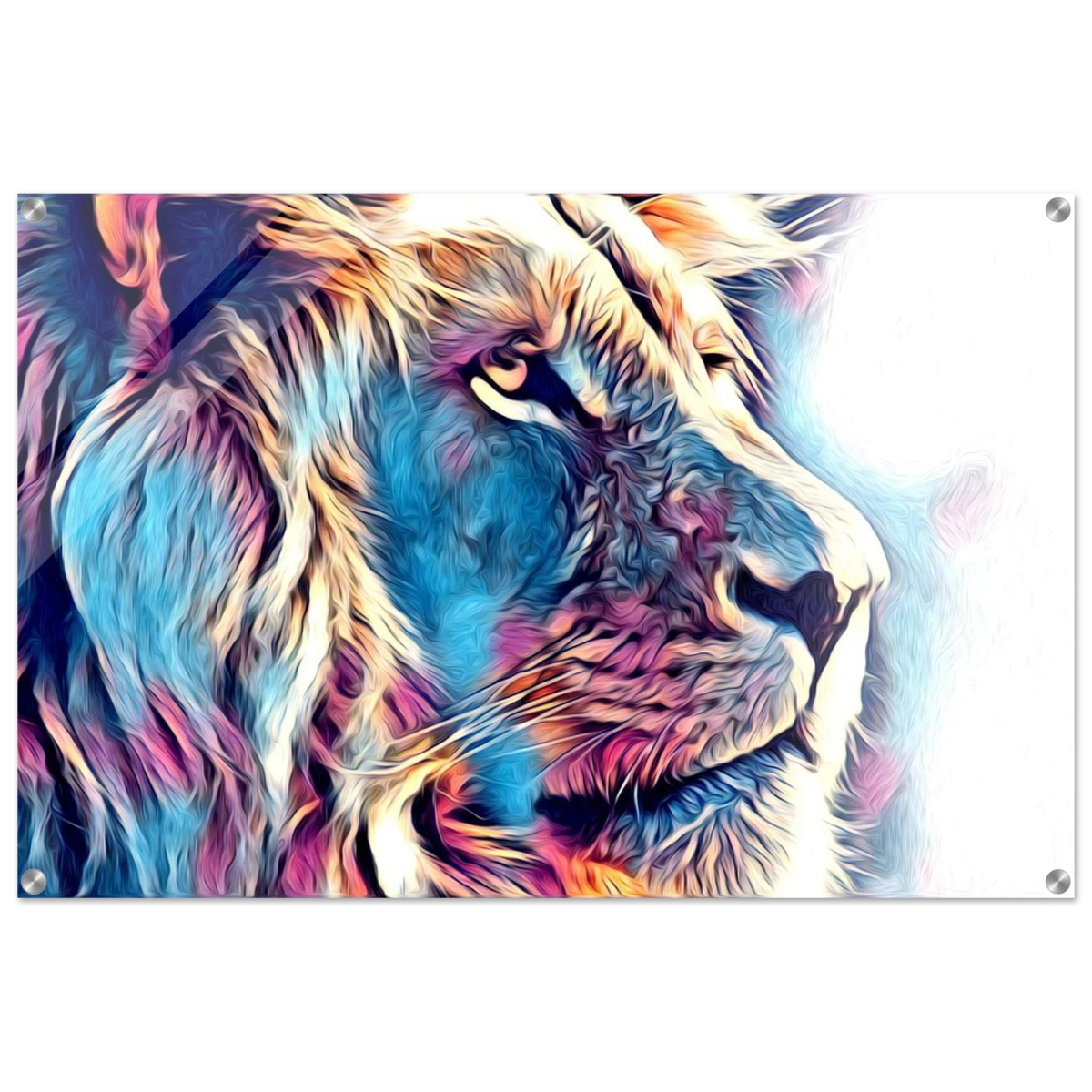 Chromatic King – Vibrant Abstract Lion Wall Art Print - Acrylic Print - 60x90 cm / 24x36″ -
