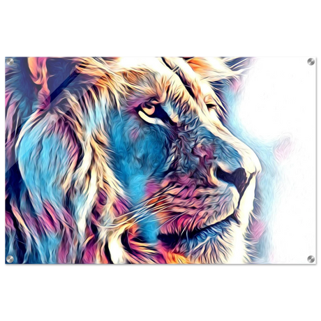 Chromatic King – Vibrant Abstract Lion Wall Art Print - Acrylic Print - 60x90 cm / 24x36″ -