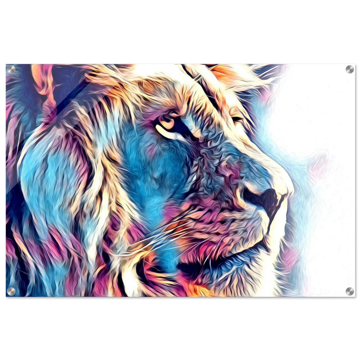 Chromatic King – Vibrant Abstract Lion Wall Art Print - Acrylic Print - 60x90 cm / 24x36″ -