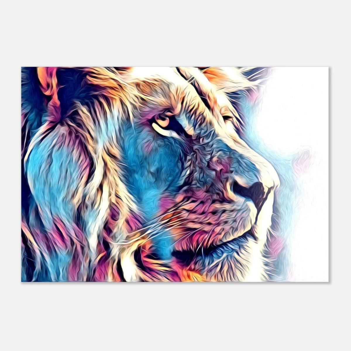 Chromatic King – Vibrant Abstract Lion Wall Art Print - Aluminum Print - 70x100 cm / 28x40″ -