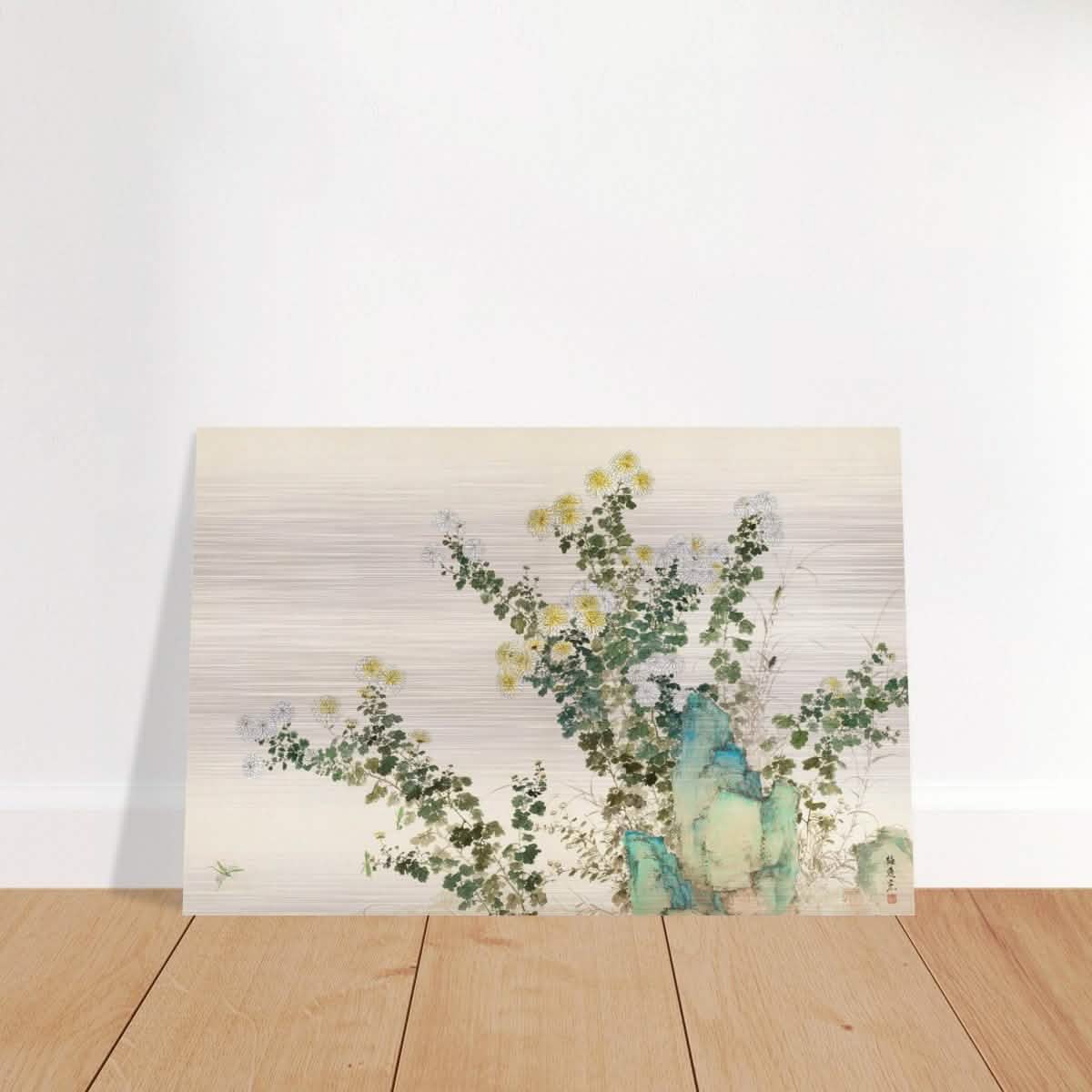 Chrysanthemum Serenity | Traditional Chinese Botanical wall art print - Brushed Aluminum Print - 30x45 cm / 12x18″ -