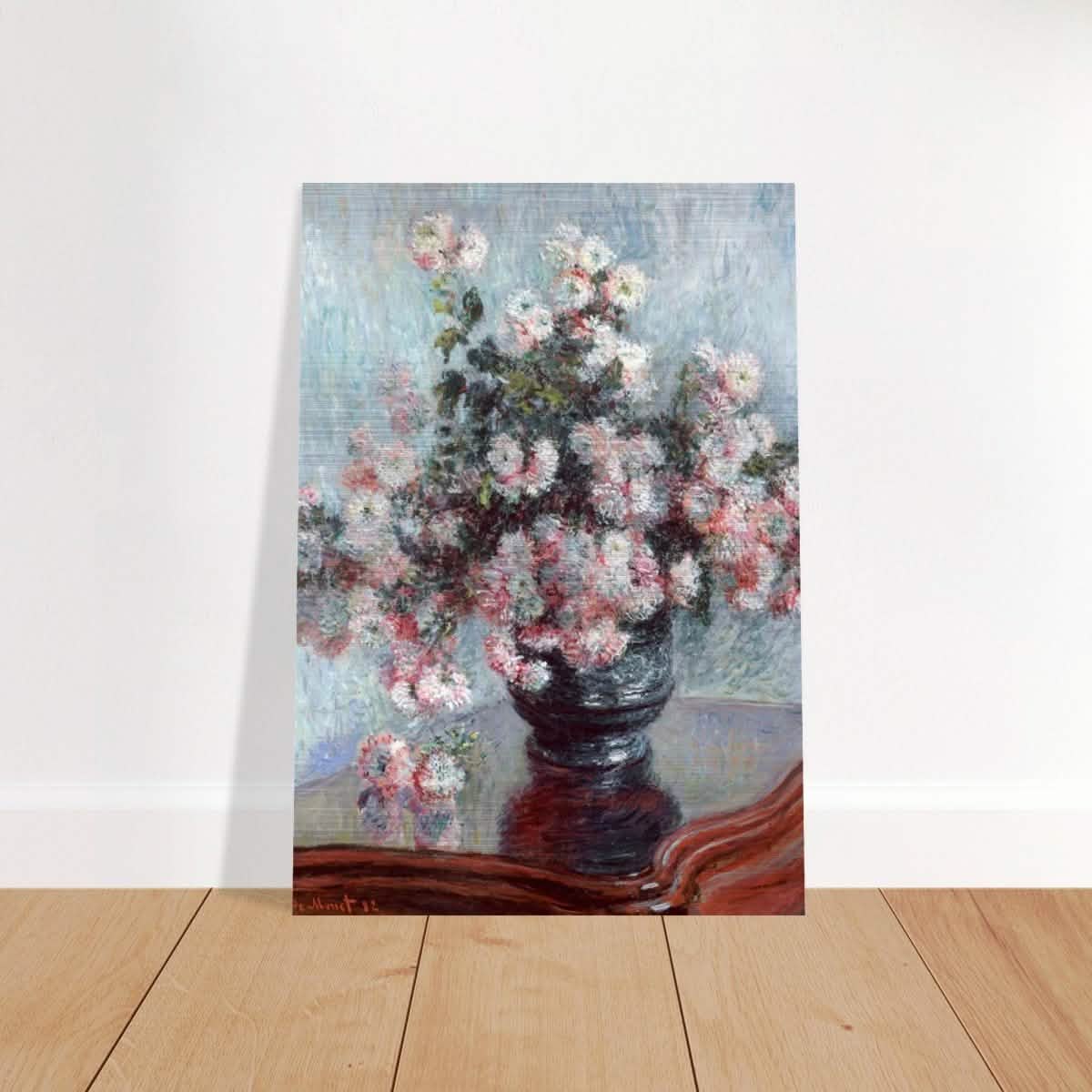 Chrysanthemums by Claude Monet - Brushed Aluminum Print - 70x100 cm / 28x40″ -
