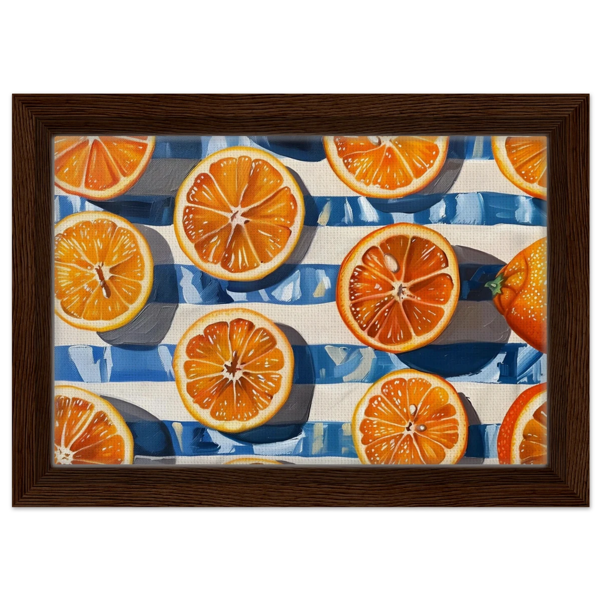 “Citrus Splash” | Wall Art Print - Framed Canvas - 20x30 cm / 8x12″ - Dark wood frame