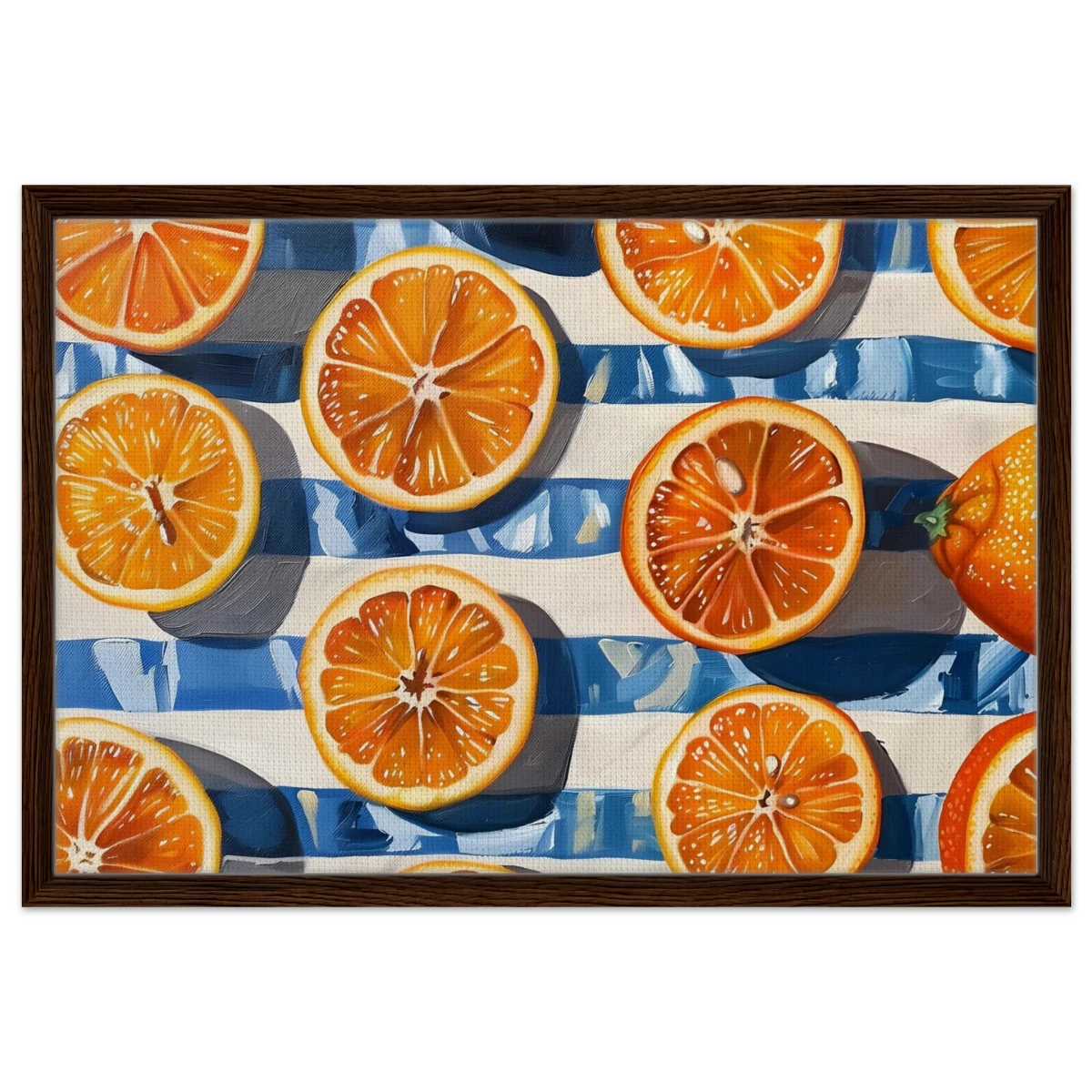 “Citrus Splash” | Wall Art Print - Framed Canvas - 50x75 cm / 20x30″ - Dark wood frame
