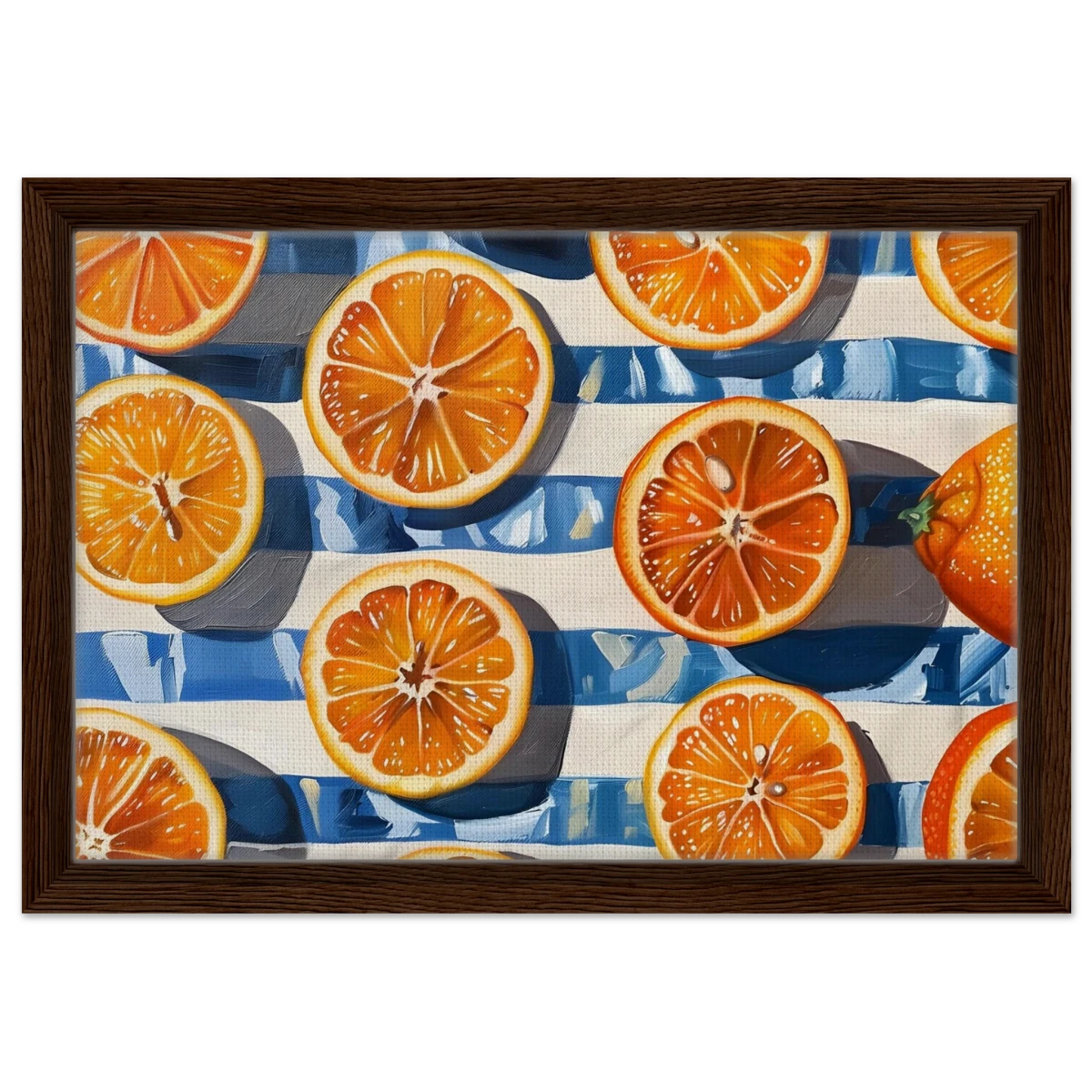 “Citrus Splash” | Wall Art Print - Framed Canvas - 30x45 cm / 12x18″ - Dark wood frame