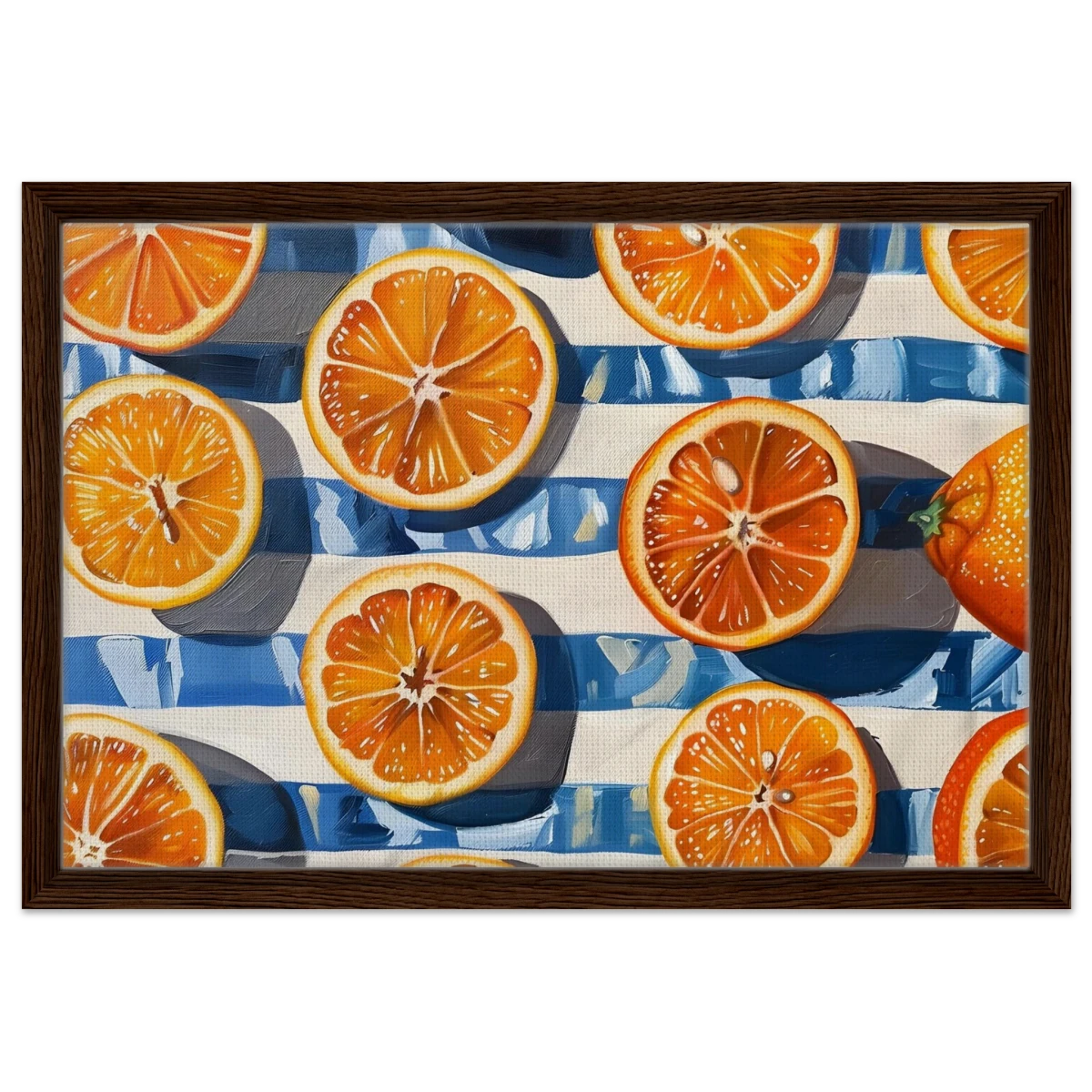 “Citrus Splash” | Wall Art Print - Framed Canvas - 40x60 cm / 16x24″ - Dark wood frame