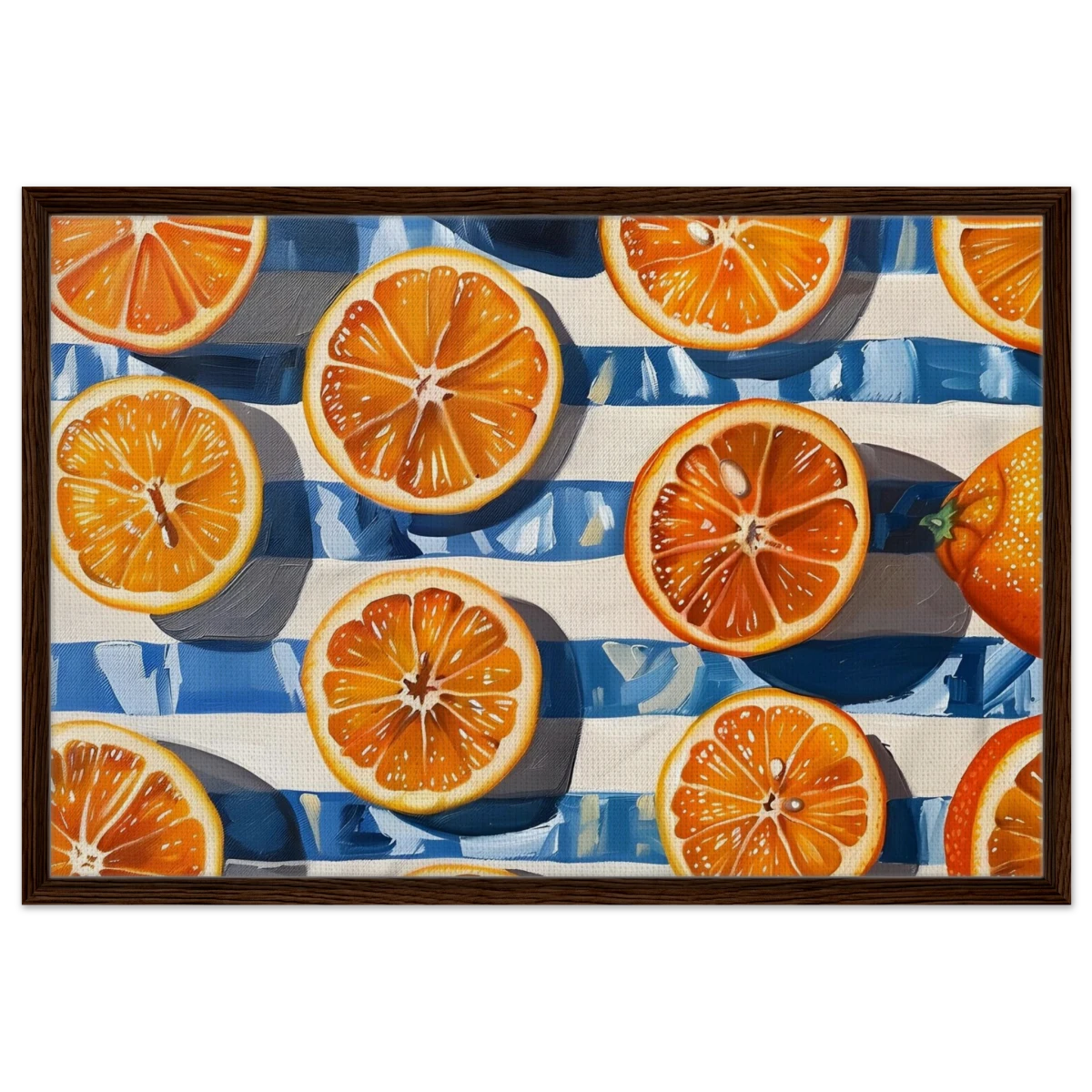 “Citrus Splash” | Wall Art Print - Framed Canvas - 60x90 cm / 24x36″ - Dark wood frame
