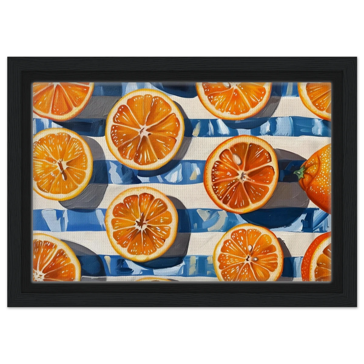 “Citrus Splash” | Wall Art Print - Framed Canvas - 20x30 cm / 8x12″ - Black frame