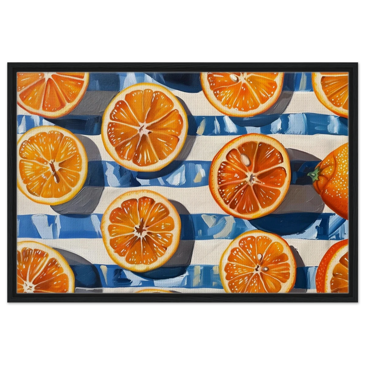 “Citrus Splash” | Wall Art Print - Framed Canvas - 60x90 cm / 24x36″ - Black frame