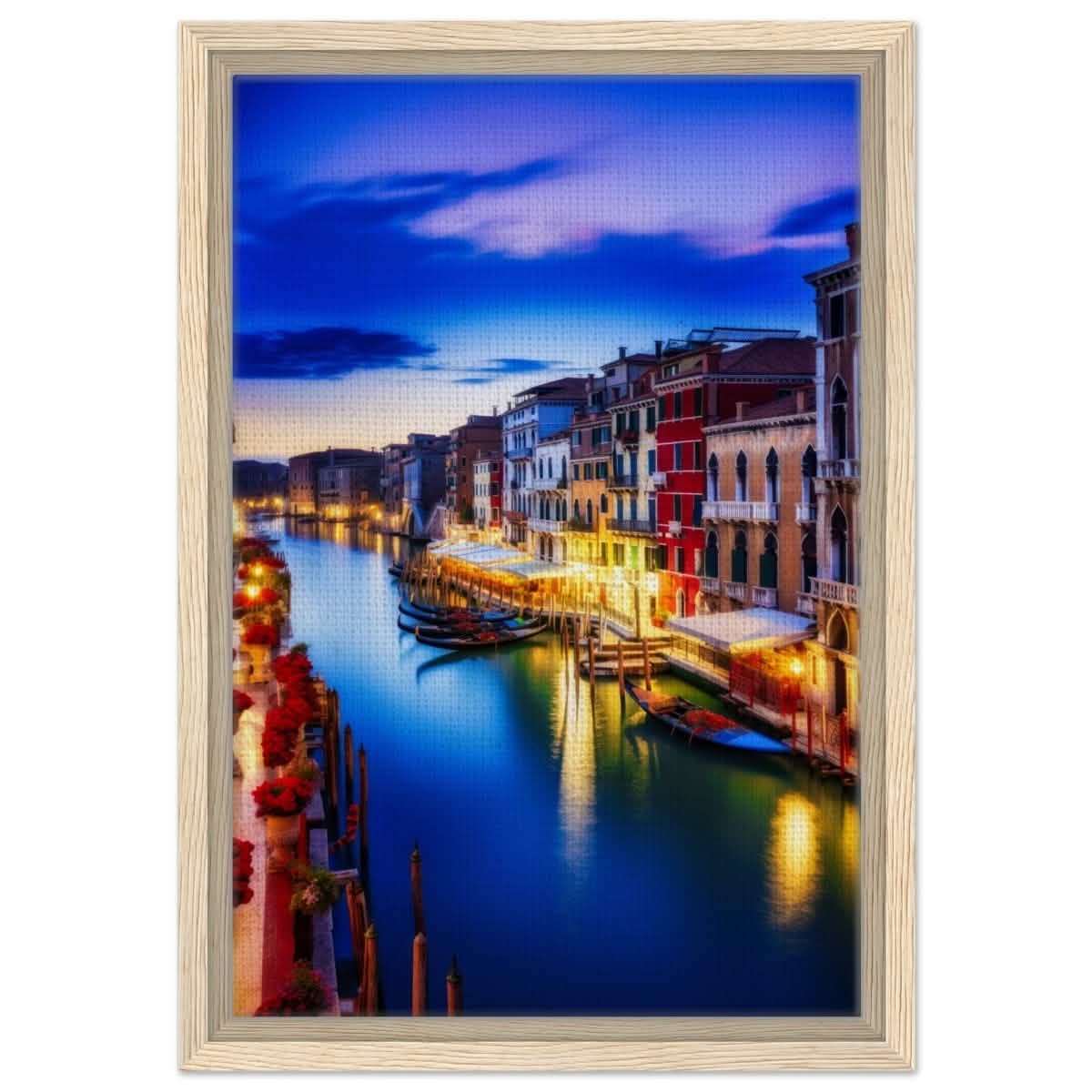 City Lights Venice Italy | Da Vinci City & Scenic Views wall art Print - Framed Canvas - 30x45 cm / 12x18″ - Wood frame