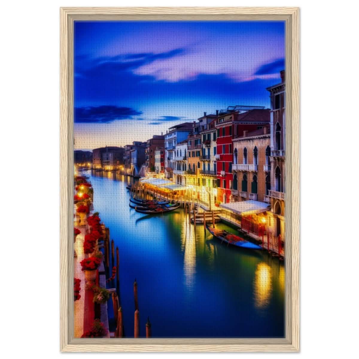 City Lights Venice Italy | Da Vinci City & Scenic Views wall art Print - Framed Canvas - 40x60 cm / 16x24″ - Wood frame