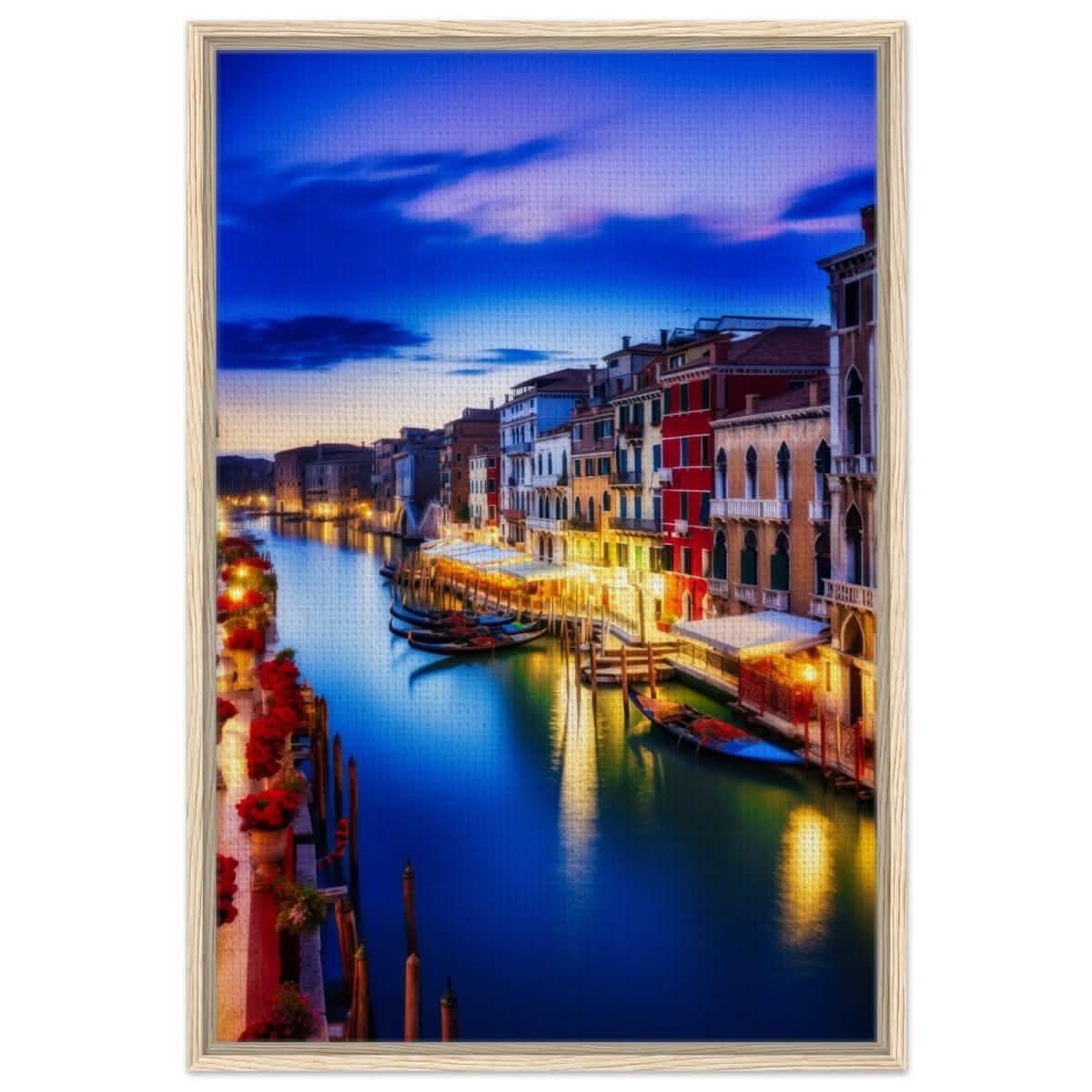 City Lights Venice Italy | Da Vinci City & Scenic Views wall art Print - Framed Canvas - 60x90 cm / 24x36″ - Wood frame