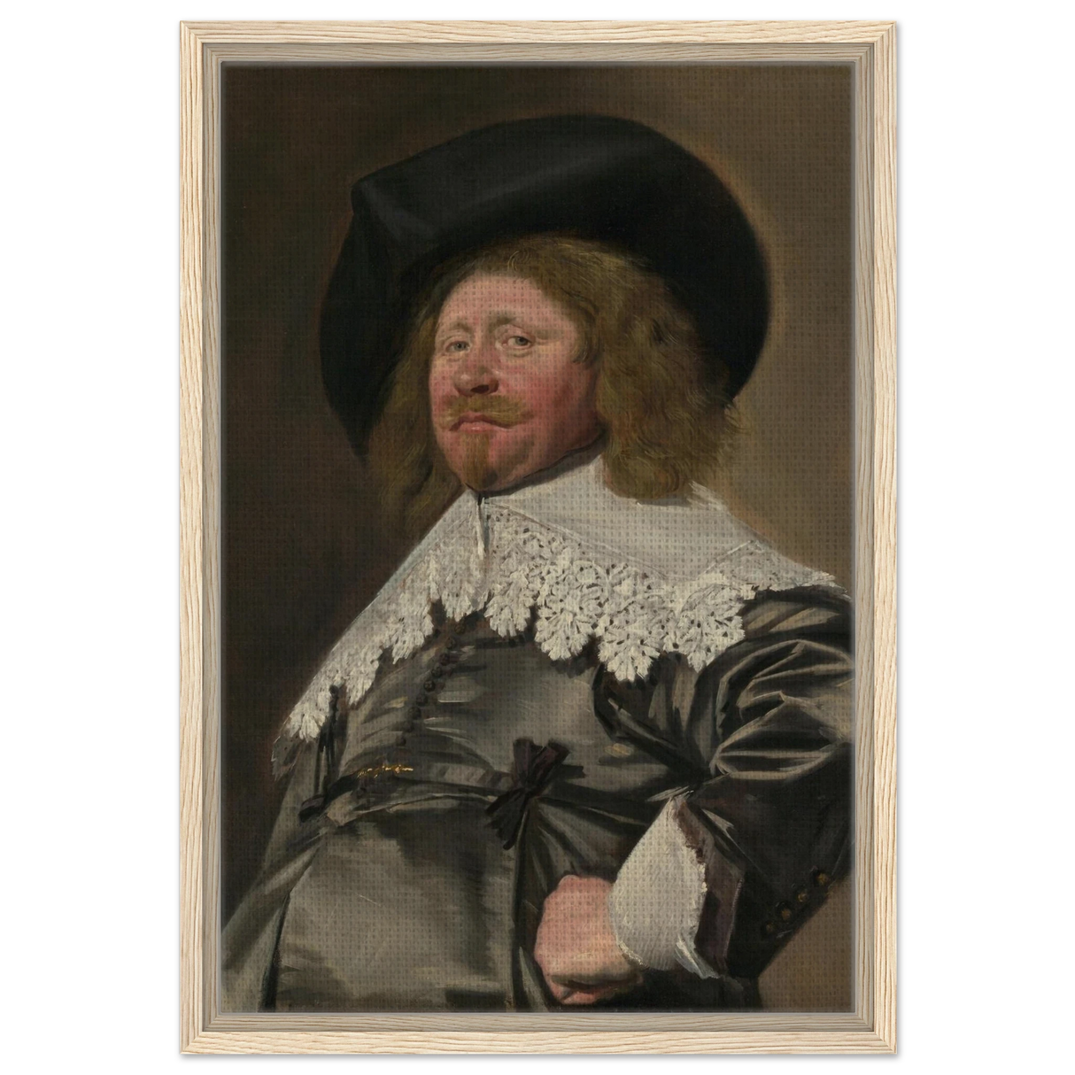 Claes Duyst van Voorhout – Portrait by Frans Hals (c.1638) Wall Art Print - Framed Canvas - 40x60 cm / 16x24″ - Wood frame