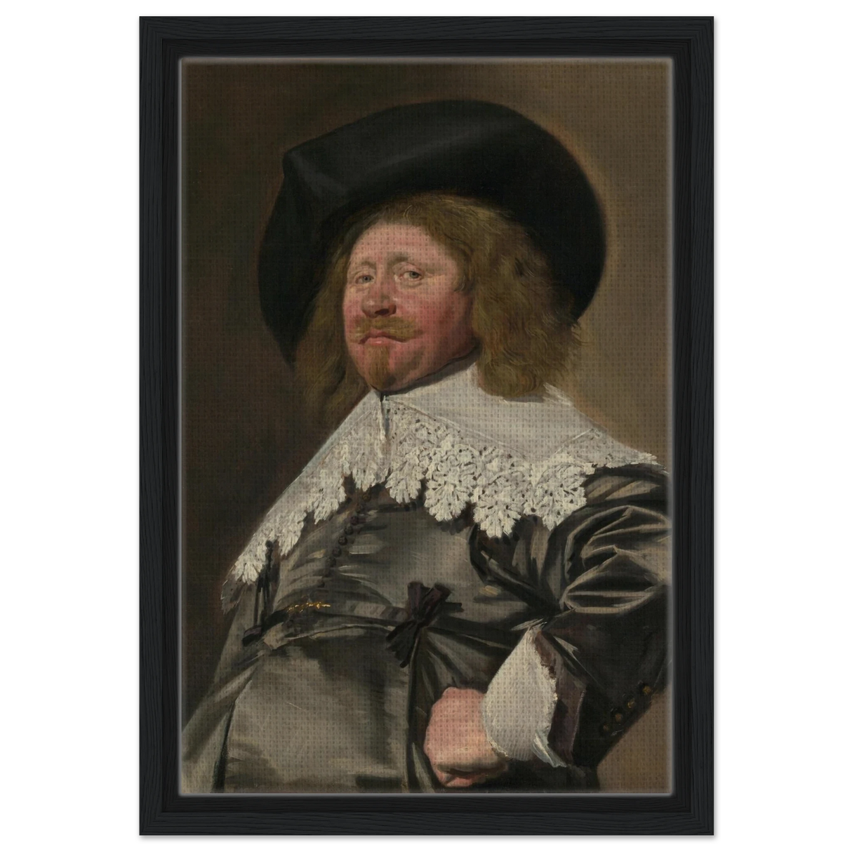 Claes Duyst van Voorhout – Portrait by Frans Hals (c.1638) Wall Art Print - Framed Canvas - 30x45 cm / 12x18″ - Black frame