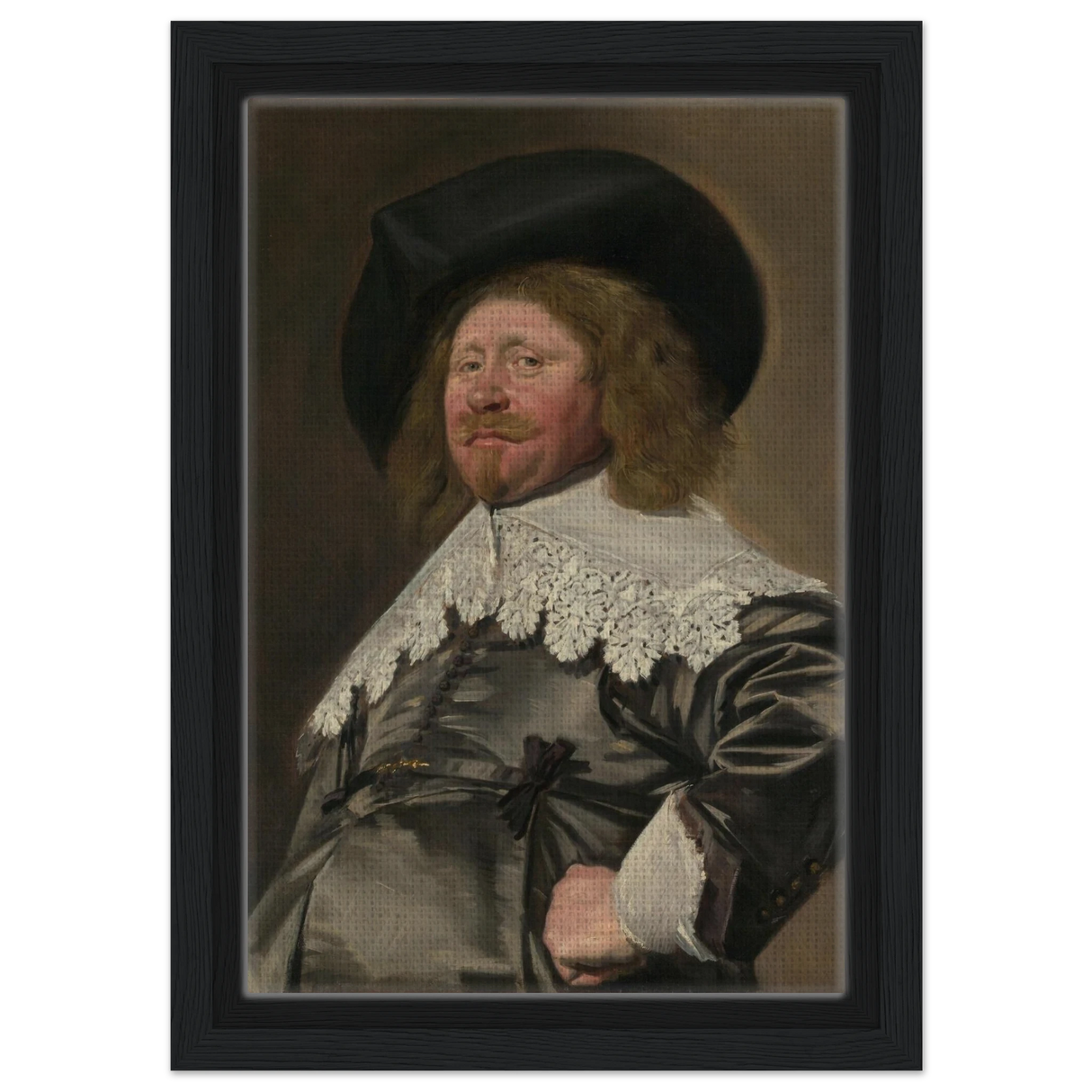 Claes Duyst van Voorhout – Portrait by Frans Hals (c.1638) Wall Art Print - Framed Canvas - 20x30 cm / 8x12″ - Black frame