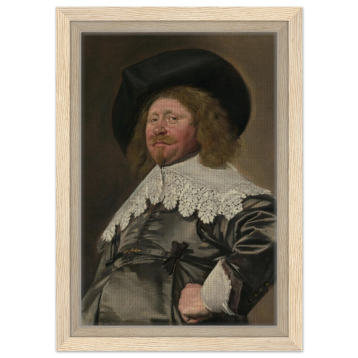 Claes Duyst van Voorhout – Portrait by Frans Hals (c.1638) Wall Art Print - Framed Canvas - 20x30 cm / 8x12″ - Wood frame