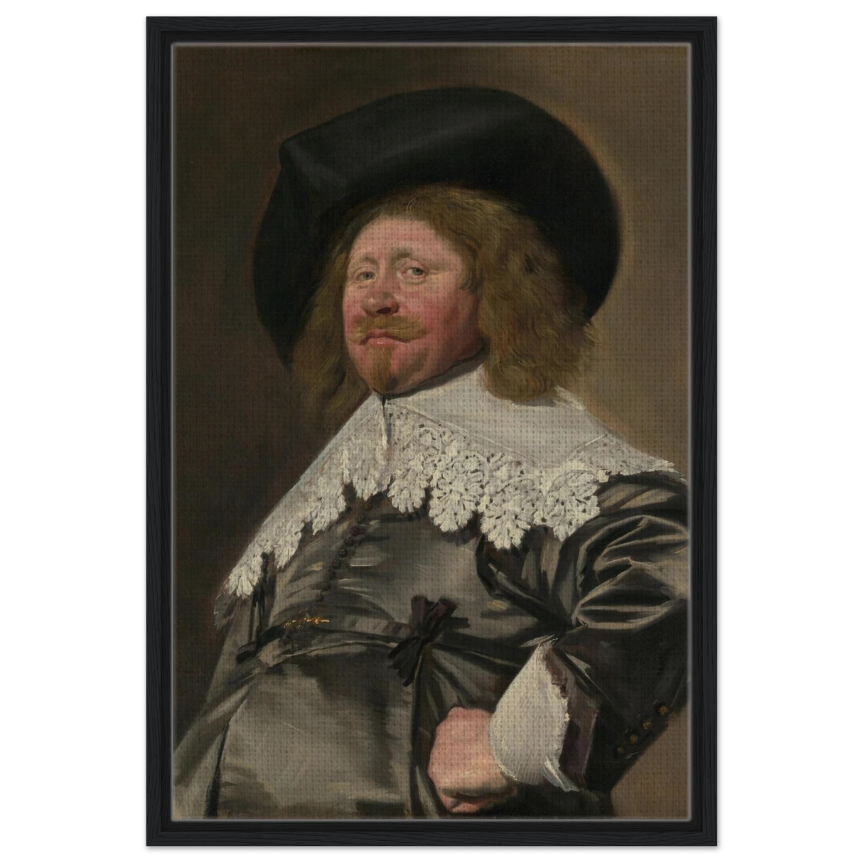 Claes Duyst van Voorhout – Portrait by Frans Hals (c.1638) Wall Art Print - Framed Canvas - 50x75 cm / 20x30″ - Black frame