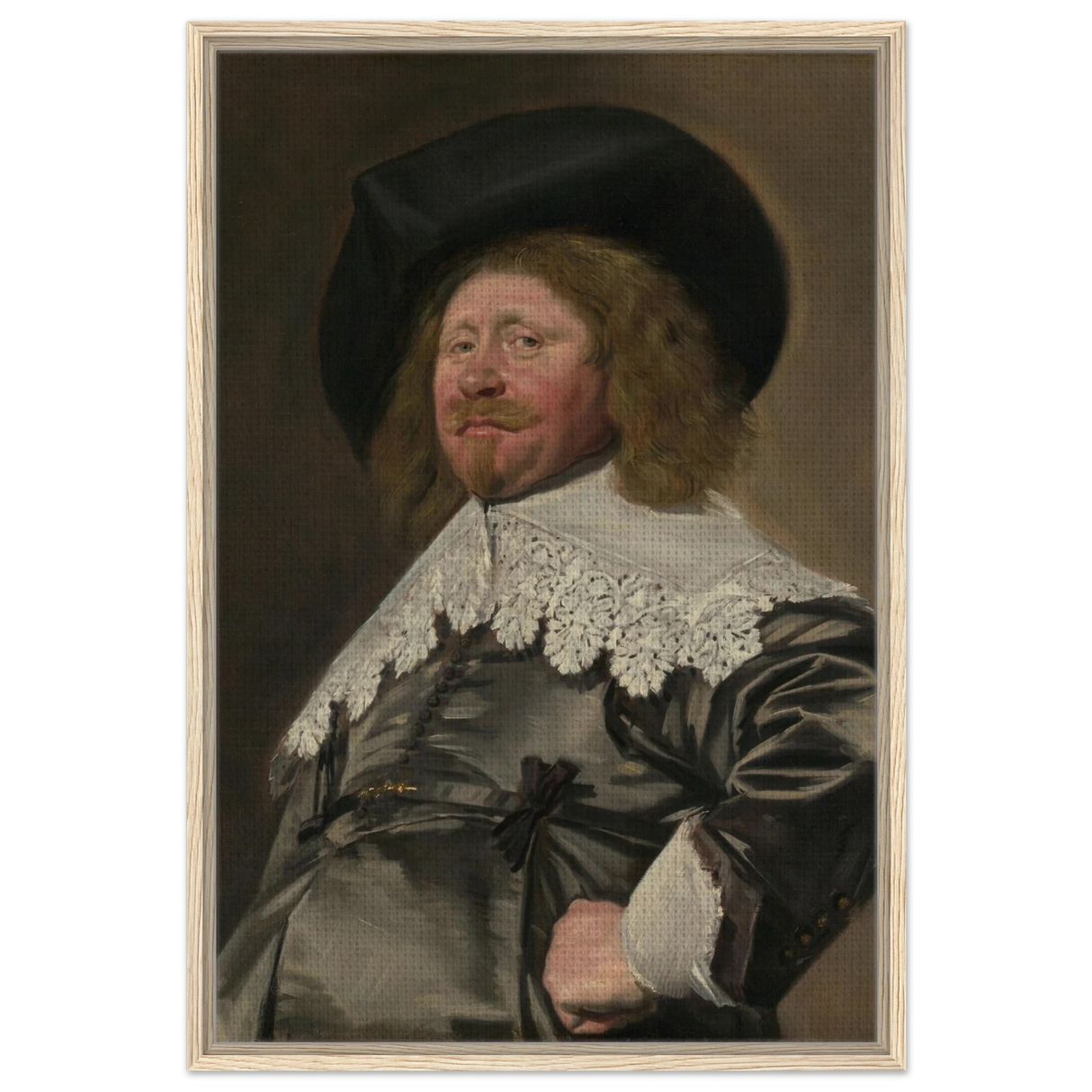 Claes Duyst van Voorhout – Portrait by Frans Hals (c.1638) Wall Art Print - Framed Canvas - 60x90 cm / 24x36″ - Wood frame