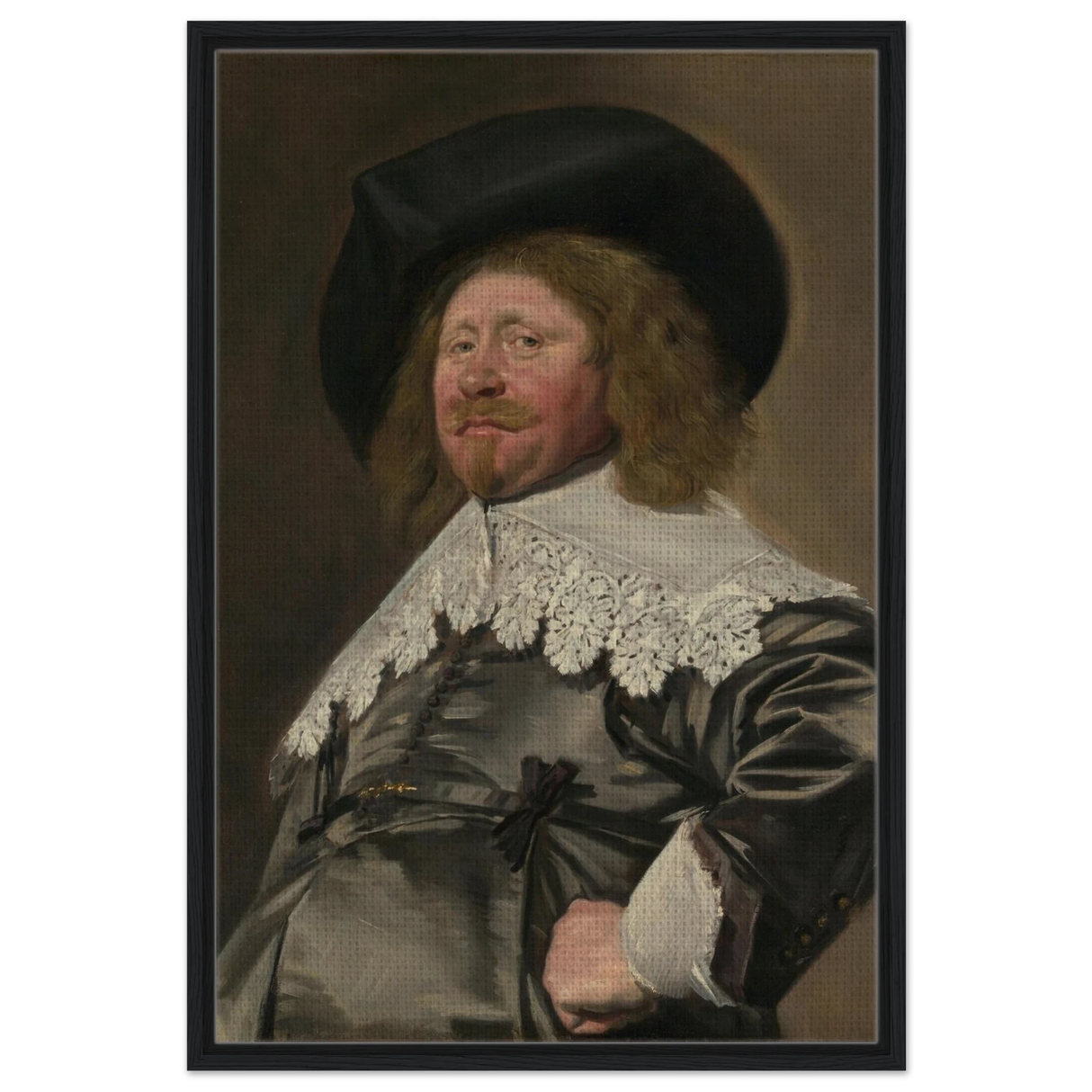 Claes Duyst van Voorhout – Portrait by Frans Hals (c.1638) Wall Art Print - Framed Canvas - 60x90 cm / 24x36″ - Black frame
