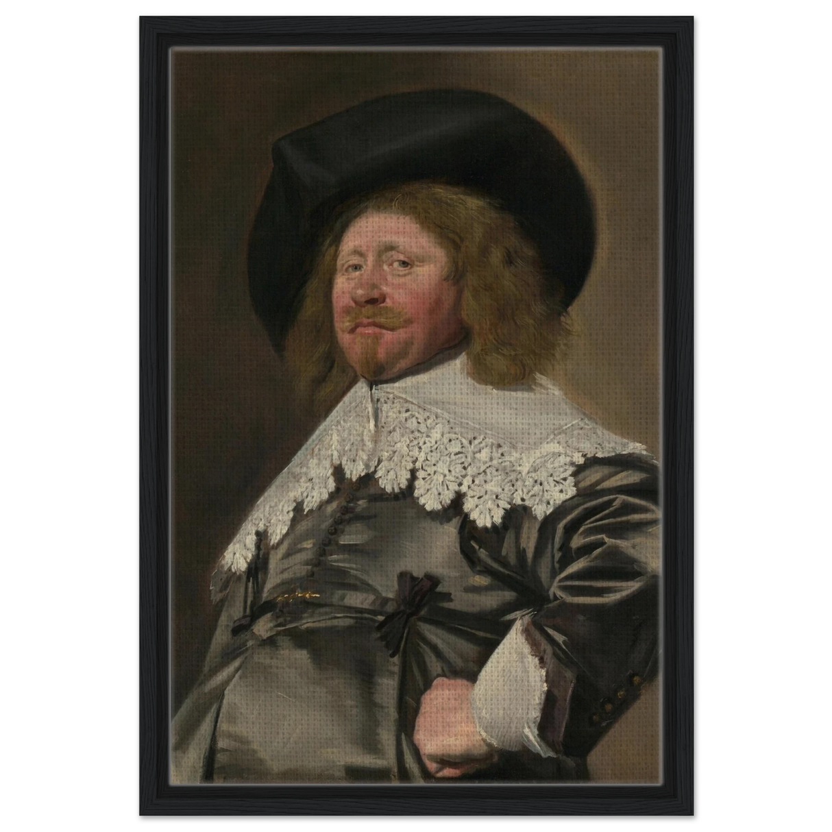 Claes Duyst van Voorhout – Portrait by Frans Hals (c.1638) Wall Art Print - Framed Canvas - 40x60 cm / 16x24″ - Black frame