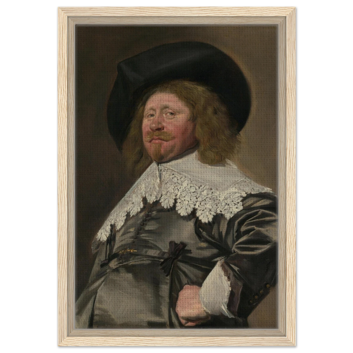 Claes Duyst van Voorhout – Portrait by Frans Hals (c.1638) Wall Art Print - Framed Canvas - 30x45 cm / 12x18″ - Wood frame