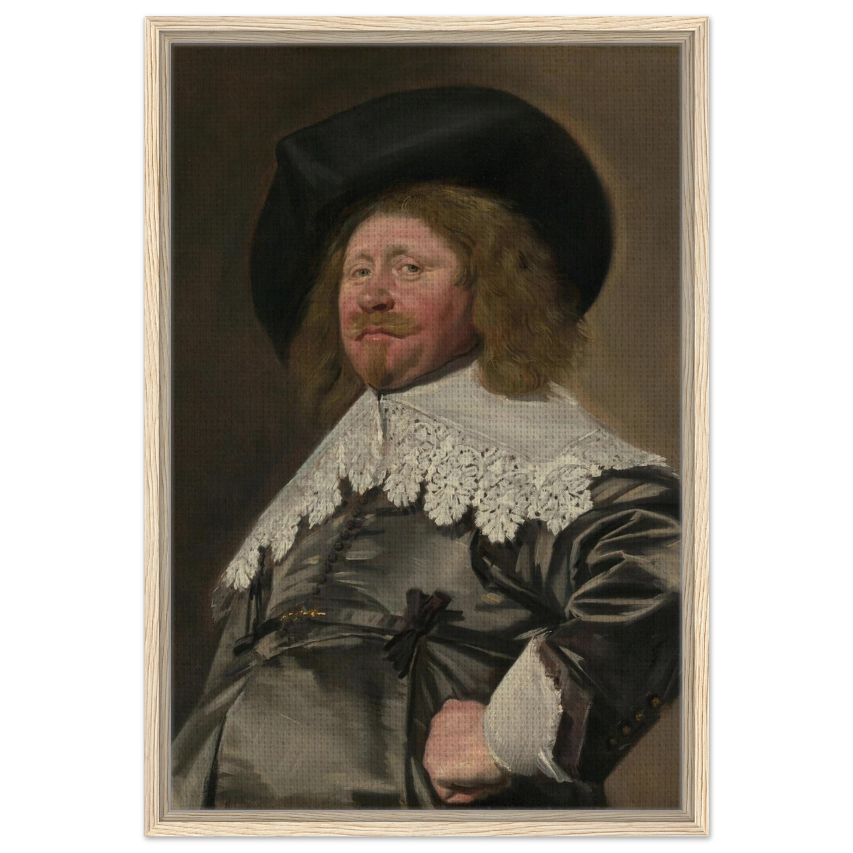 Claes Duyst van Voorhout – Portrait by Frans Hals (c.1638) Wall Art Print - Framed Canvas - 50x75 cm / 20x30″ - Wood frame