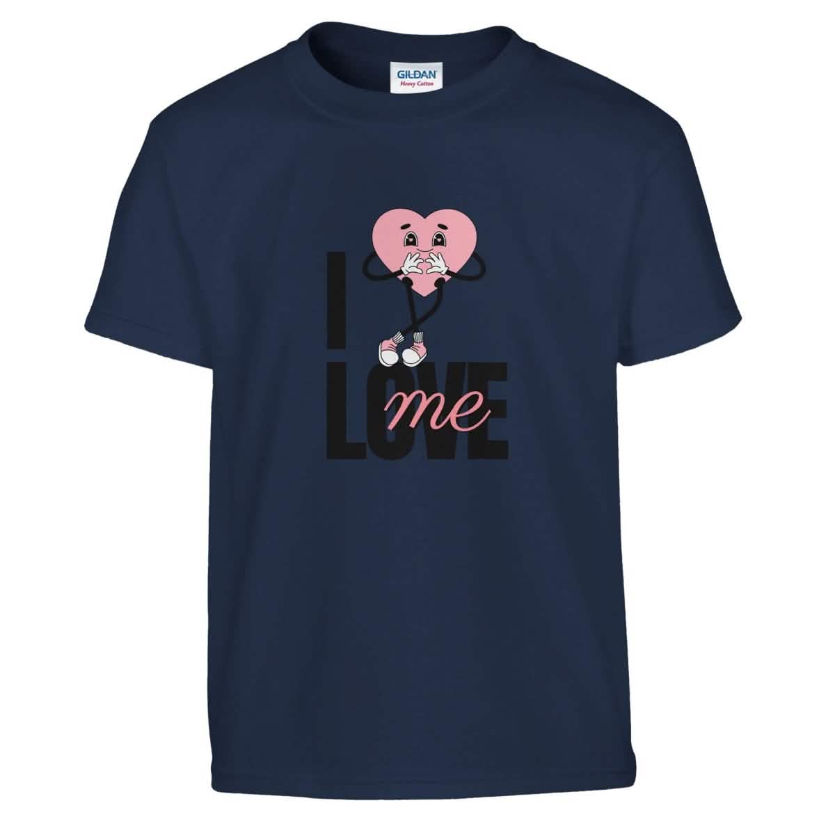 Classic Kids Crewneck T-shirt | I Love Me - M - Navy -