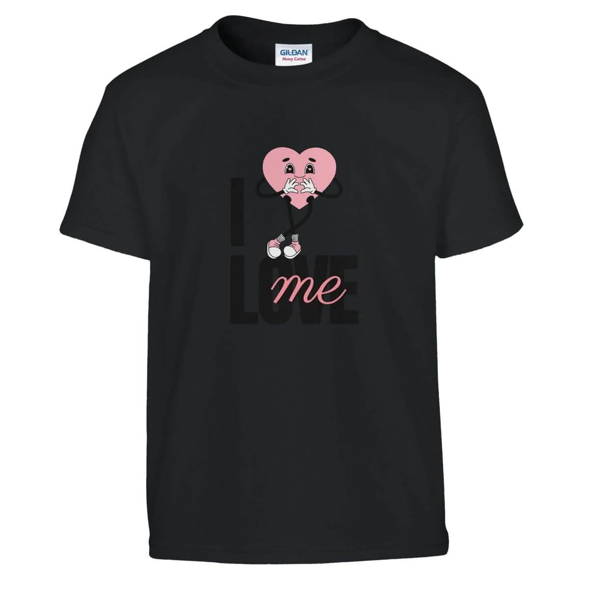 Classic Kids Crewneck T-shirt | I Love Me - XS - Black -