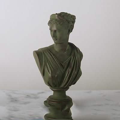 Classical Athena & Apollo Bust Sculptures – Modern Resin Artwork - Blue -