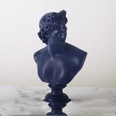Classical Athena & Apollo Bust Sculptures – Modern Resin Artwork - Blue -