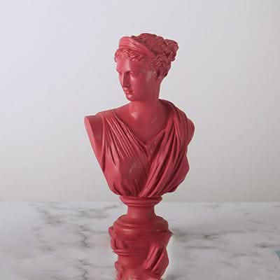 Classical Athena & Apollo Bust Sculptures – Modern Resin Artwork - Red -