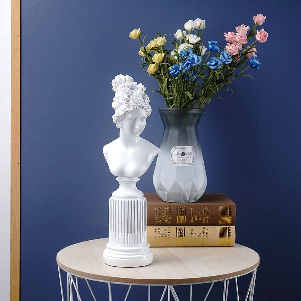 Classical Goddess Resin Bust Sculptures – Colourful Home Décor Collection (Yellow, White, Teal) - Black -