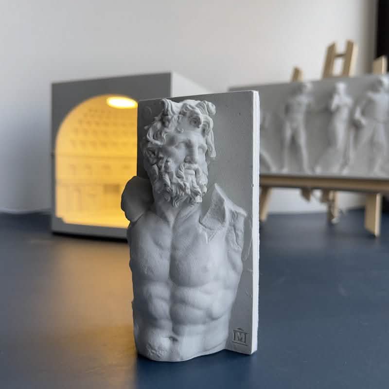 Classical Greek Bust Sculpture – Mythological Torso Décor - White -