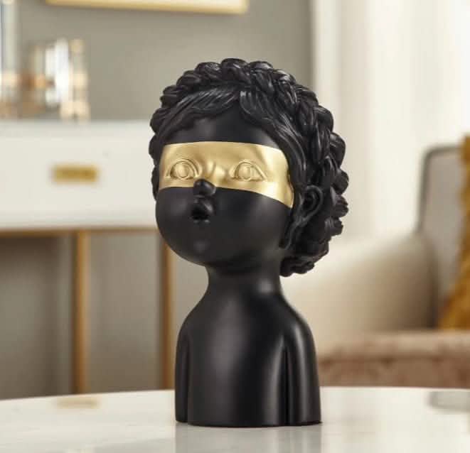 Classical Resin Head Bust Sculpture – Decorative Portrait Statue Ornament - Camoni Classic - Bla -