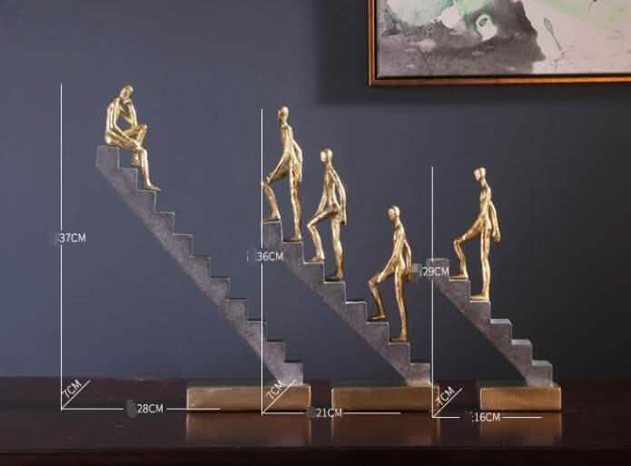 Climbing Thinker Sculpture – Modern Gold Abstract Art Décor - A -