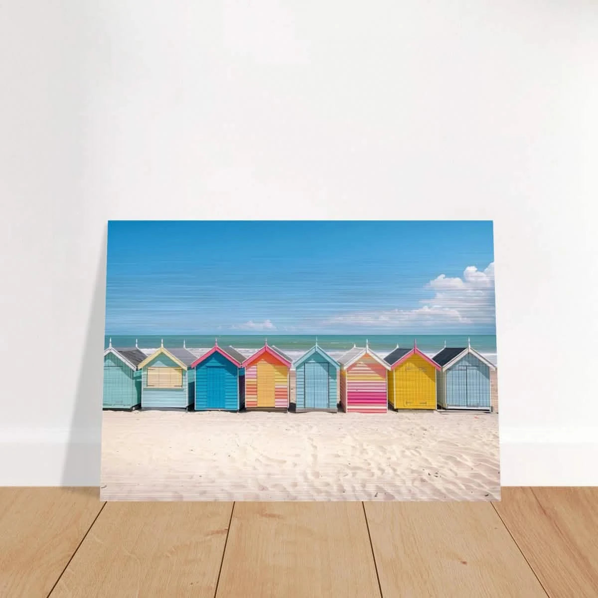 “Coastal Candy Huts” | Wall Art Print - Brushed Aluminum Print - 70x100 cm / 28x40″ -